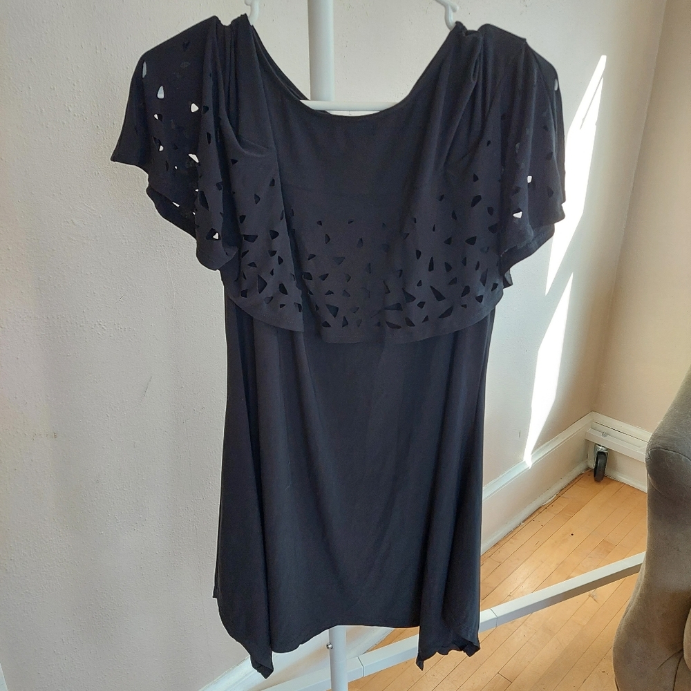 Double Hearts L Women's Black Top